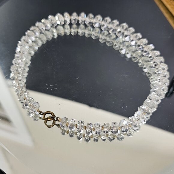 Vintage Crystal Glass Graduated 15" Choker Necklace Amazing Piece - Picture 10 of 13